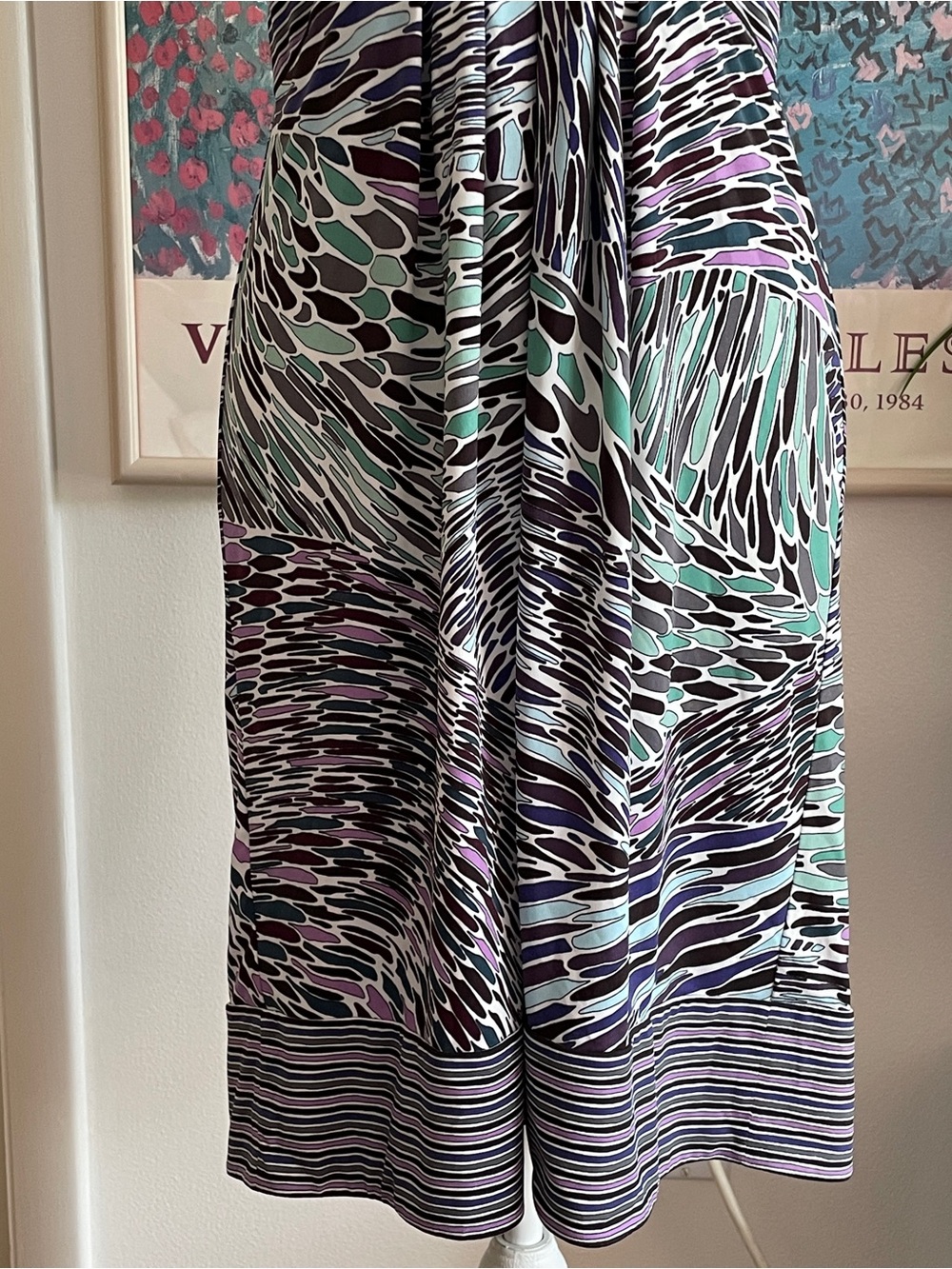 BCBGMaxAzria Dress Women's Medium Abstract Halter Midi Boho Fairycore Y2K - Picture 7 of 12